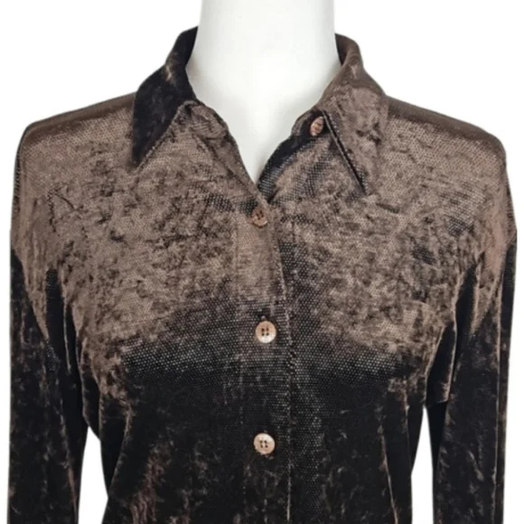 Vintage Corrida Paris Subtle Sparkle Long Sleeve Shirt in Dark Brown, 2 - Picture 2 of 8